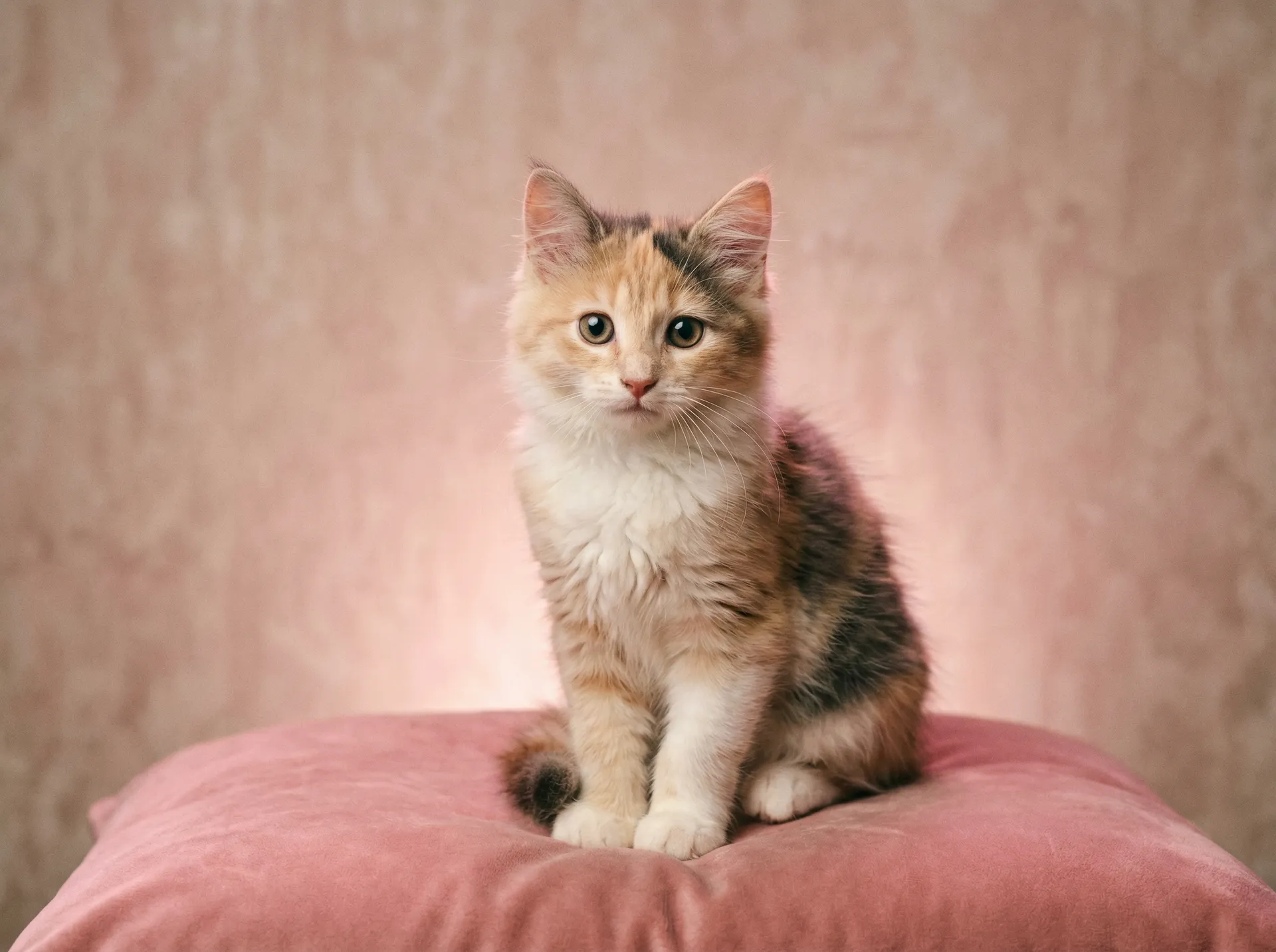 优雅的少女猫坐在粉色靠垫上 - 净化达克萨隆怎么做